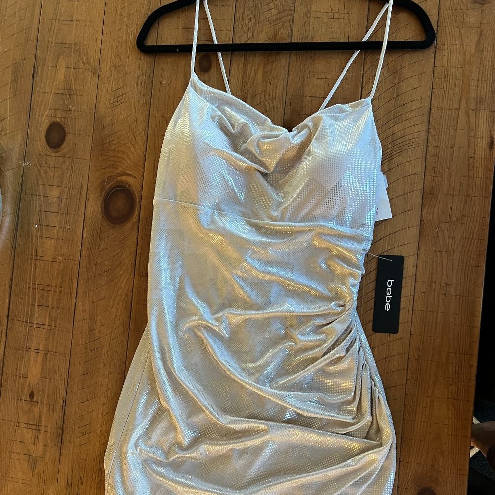 Bebe Champagne gold cocktail dress, Size Large, New,